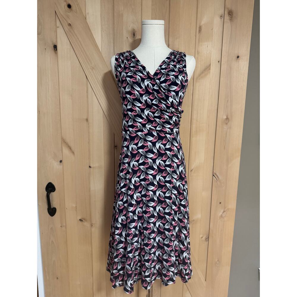 Boden | Maria Navy with Pink White Bird Print Jersey Tank Dress | Size 10